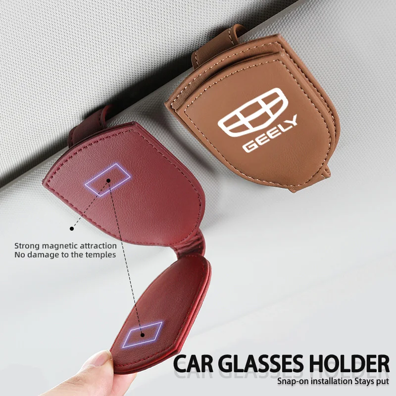 Car Sun Visor Sunglasses Clip Organizer Glasses Storage Holder For Geely Tugella Atlas Pro Coolray Geometry C Emgrand ec7