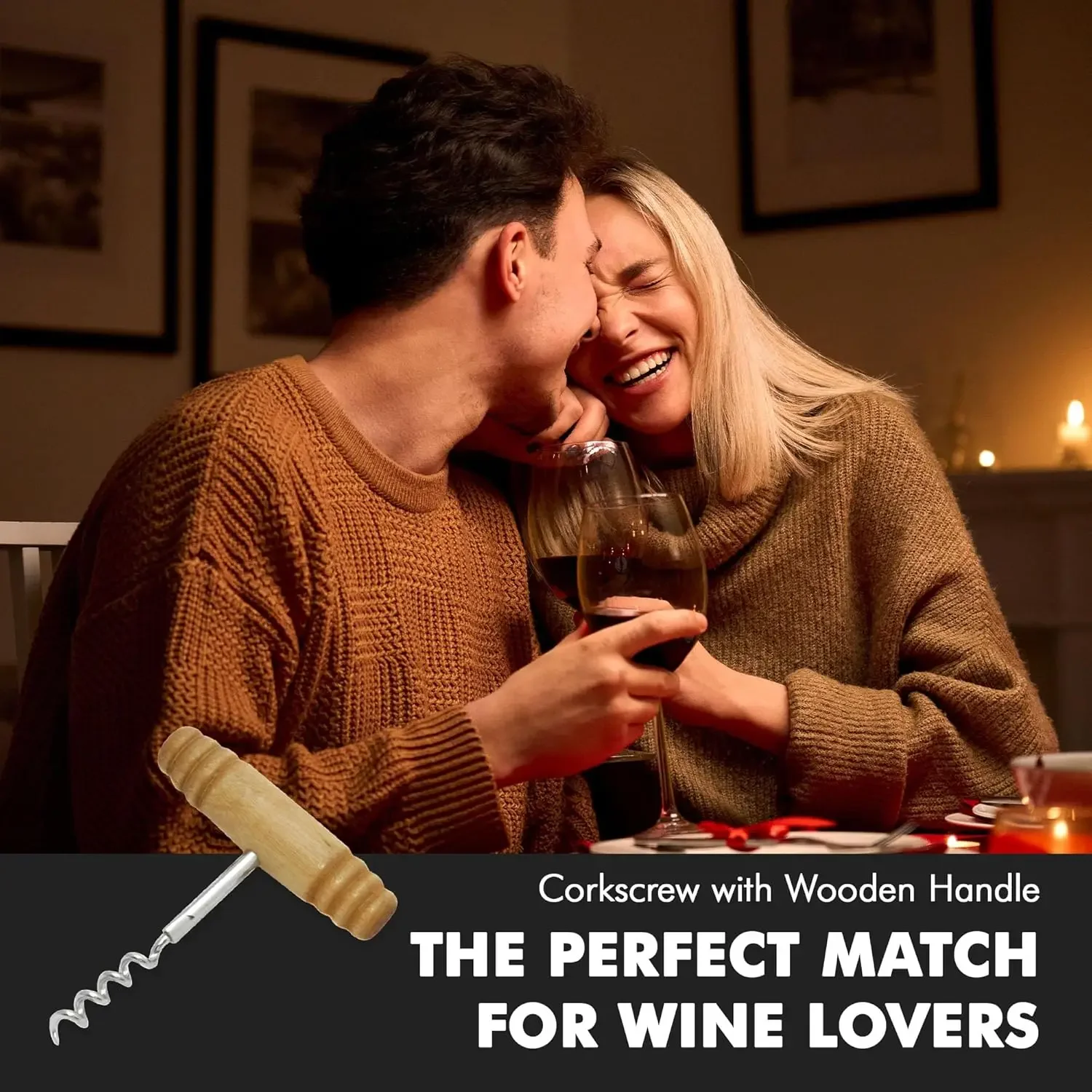 Select Corkscrew with Wooden Handle, 4 inch, Natural