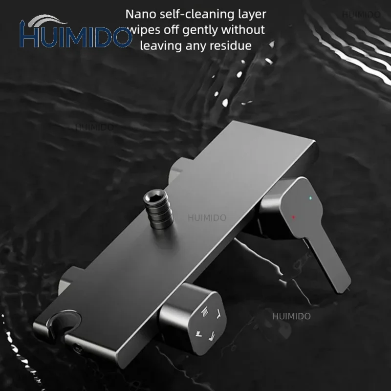 Household Bathroom Gray Pressure Shower Set Hotel Bathtub Faucet MultiFunction Hot and Cold Water Boosting Shower System Set