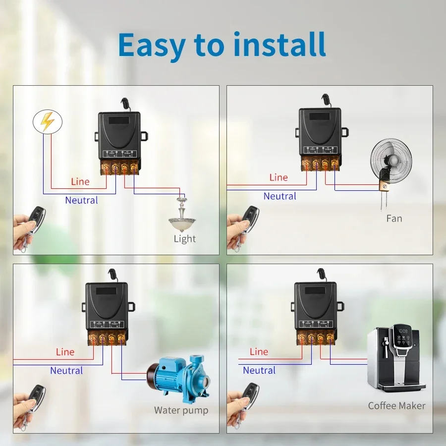 AC 75-220V 30A RF 433MHz Wireless Switch Reciver Relay Mini On Off Remote Controller Transmitter Home Appliance Control Module