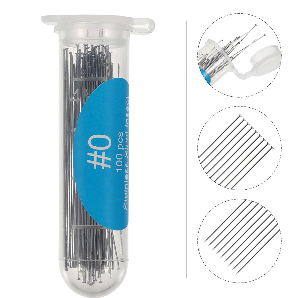 

200pcs Pins Stainless Steel Specimen Needles 2 Sizes Specimen Needle Collection Pins For Insect Mounting Storage Vials Tools