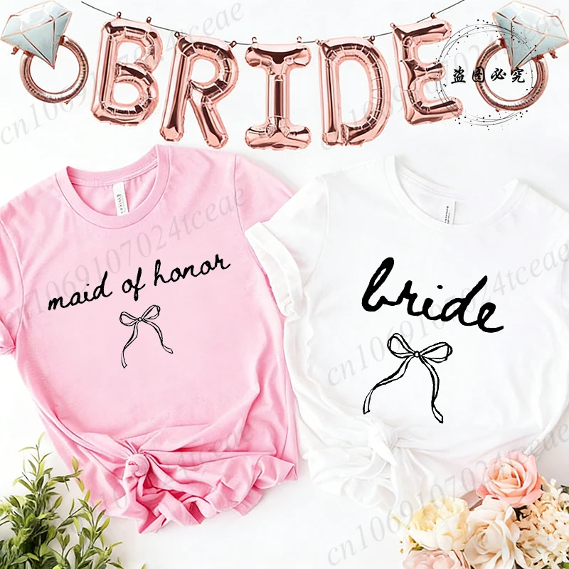 Ladies Fashion Trend Casual Women Tee Clothes Matching Wedding Party Bachelorette Graphic Tee T-shirts Maid of Honor Tshirt Gift