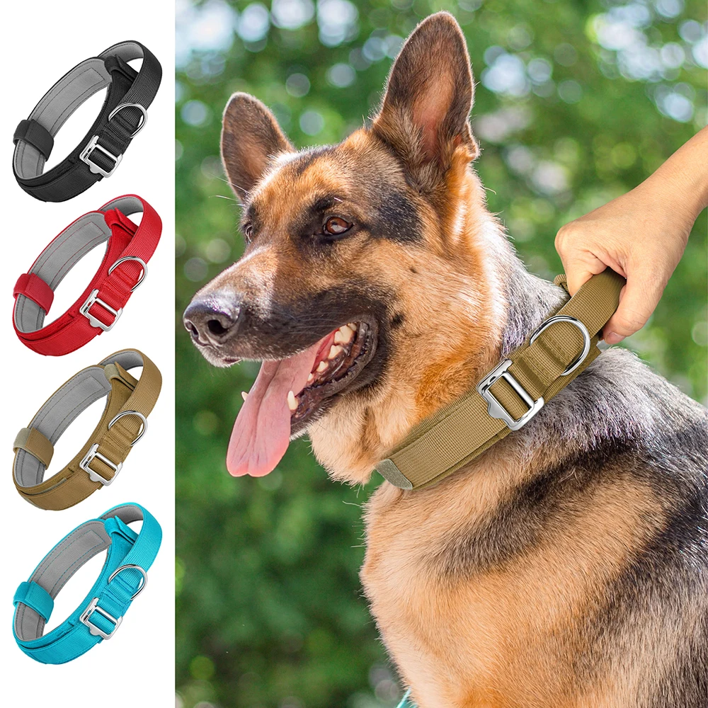 

Military Tactical Dog Collar With Handle Durable Nylon Pet Training Collars Quick Control For Medium Large Dogs French Bulldog