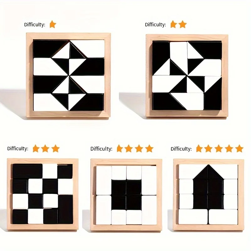 Brain Teasers Wooden Puzzle Mind Logic And IQ Game Test Toy Wooden Stacking Learning Educational Toys For All Ages