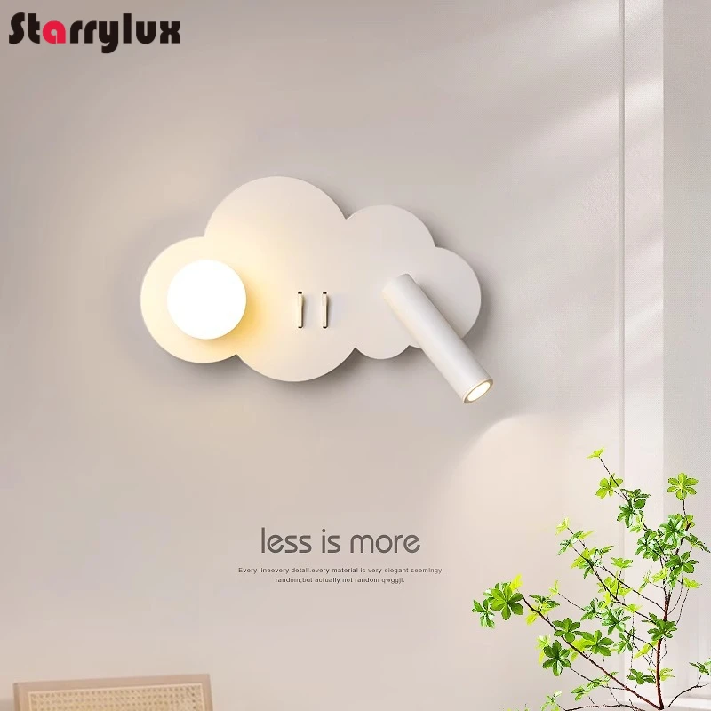 

Cloud Wall Light Kids Room Bedside Lamp Modern Reading Eye Protection Nursery Decor Warm