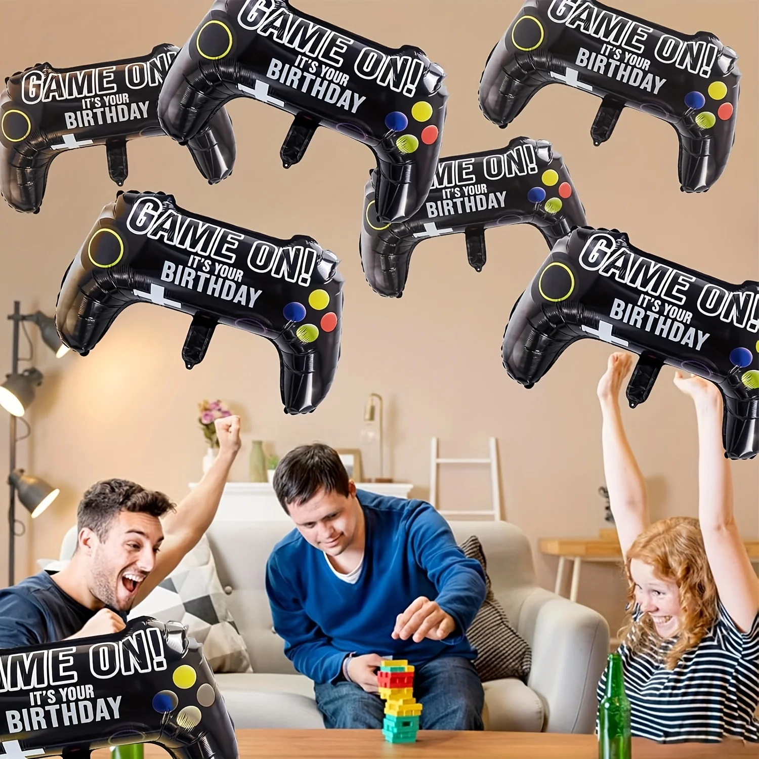 3pcs Video Game Party Supplies Set Baby Boy Birthday Party Decoration Happy Birthday Gaming Handle Covers Gamer Balloons Decorat view 6
