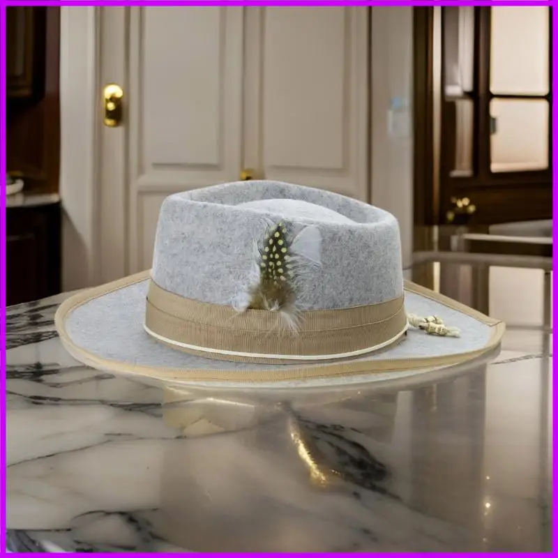 クラシックなホンブルグハット-パナマハット-ボーイフレンドへのギフト-シルクハット-つば広