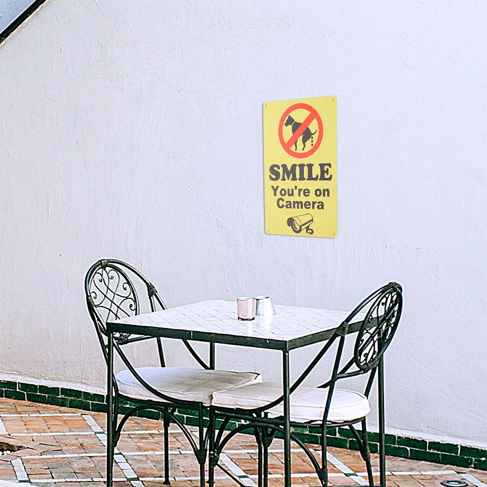 Señal de pared de hierro Retro, cámara de sonrisa, señales de orinar sin perros para advertencia de patio, punta cálida para caminar