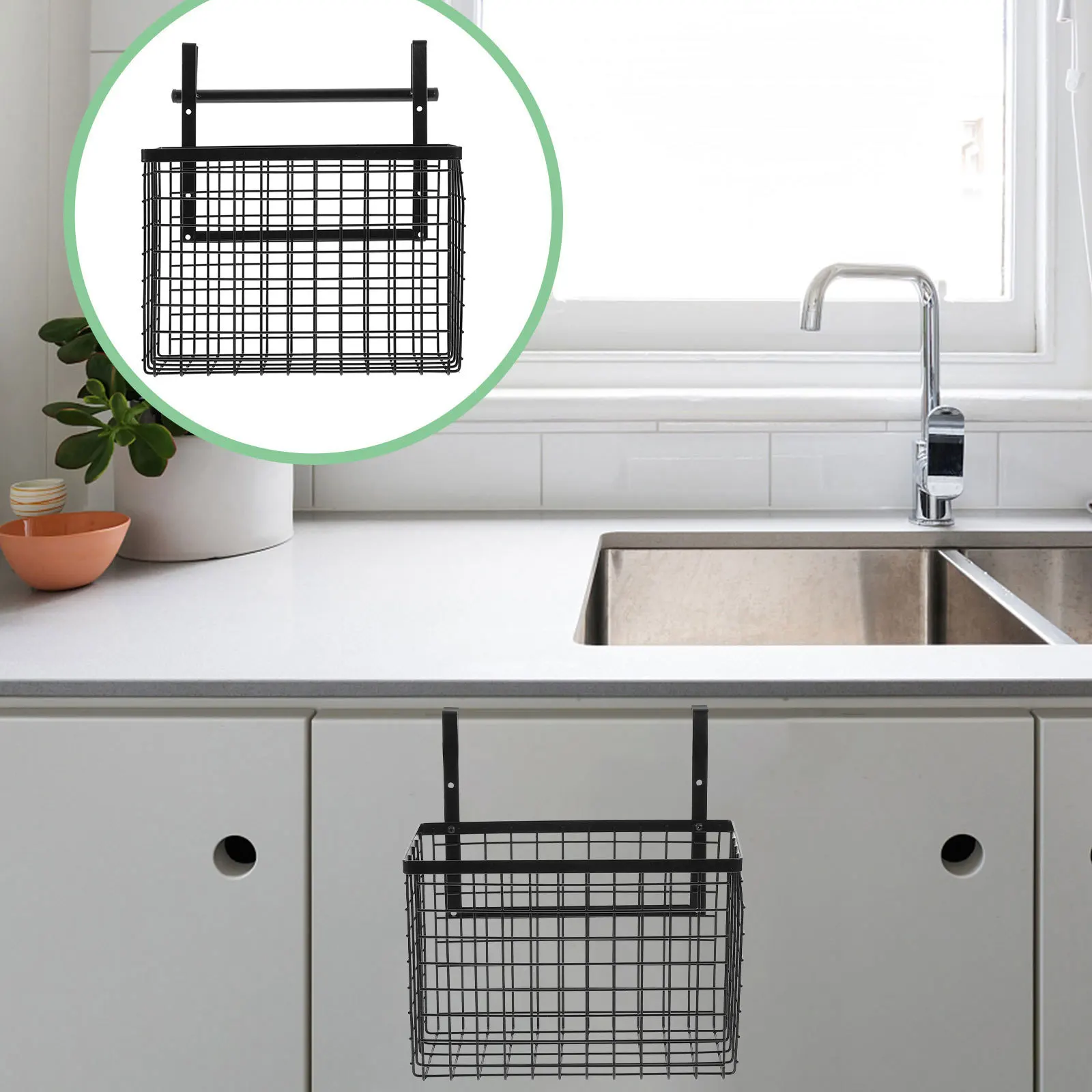 

Carbon Steel Hanging Holder For Cabinet Door Over The Door Organizer Kitchen Storage Basket Vegetable Rack Metal Wire