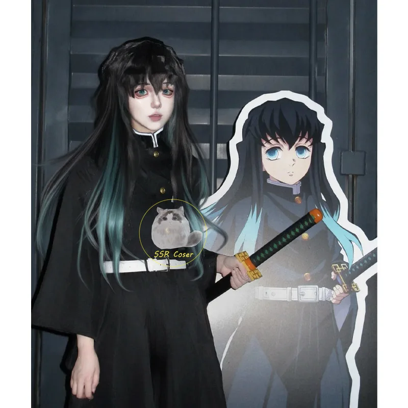 زي Bilibili Tokitou Muichirou التأثيري شيطان القاتل التأثيري Tokitou Muichirou شعر مستعار موحد ملابس الهالوين لـ Comic Con