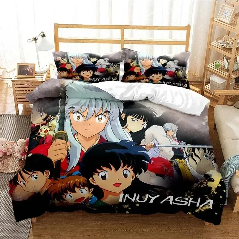 

3D Print Anime Inuyasha Bedding Set,Duvet Cover Comforter Bed Set Quilt Cover Pillowcase,King Queen Twin Size Boys Girls Adults