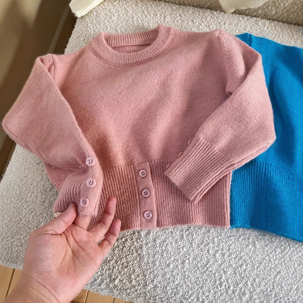 Mädchenpullover 2025, Winter, neue Kollektion, Taille, dreifarbig, langärmelig, Rundhalsausschnitt, Kapuzenpullover, süß und niedlich, vielseitig, für den Alltag