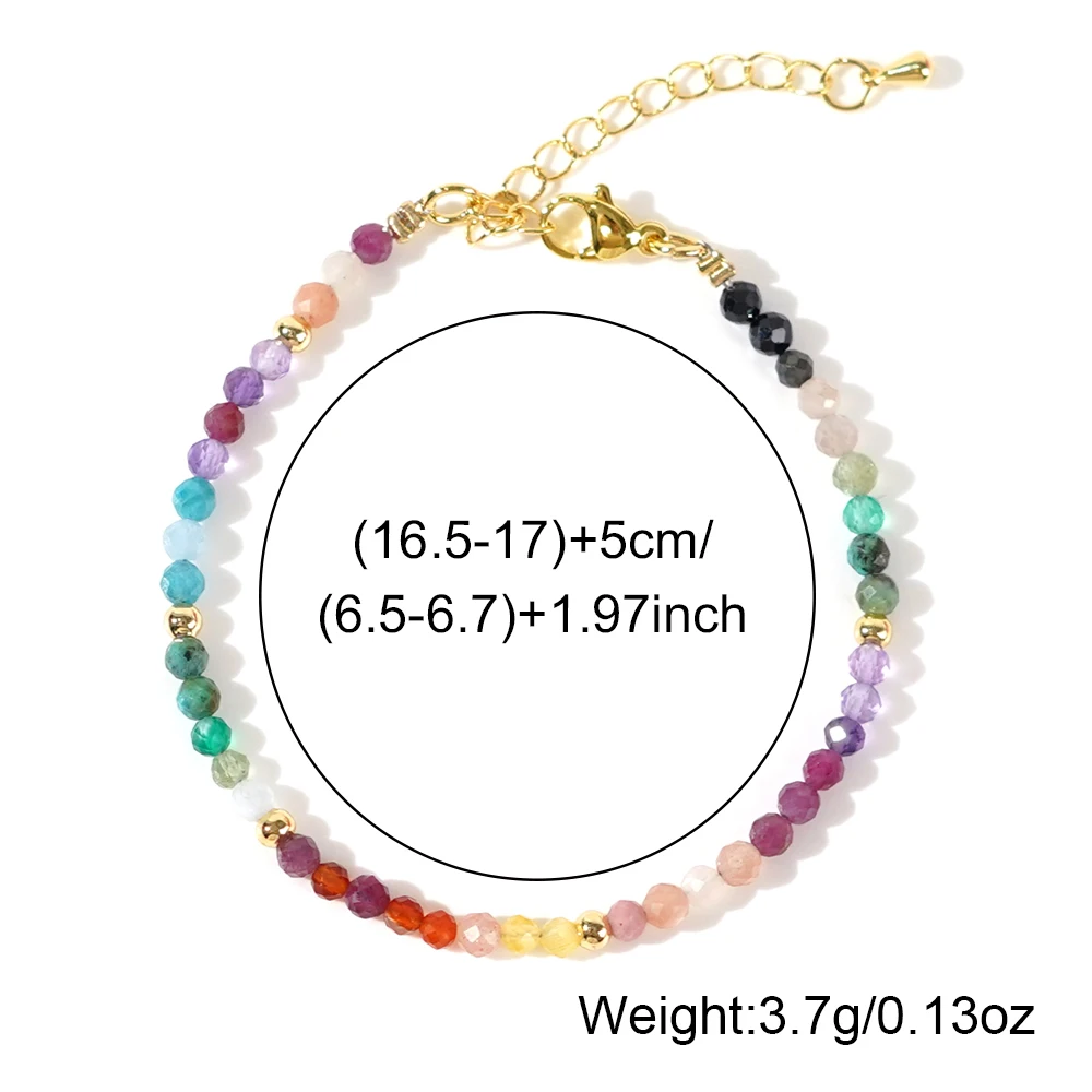 1PC 2024 Valentine\'s Day 18K Gold Plated Multicolored Gemstone Delicate Jewelry Beaded Bracelets for Women New Year\'s Gift