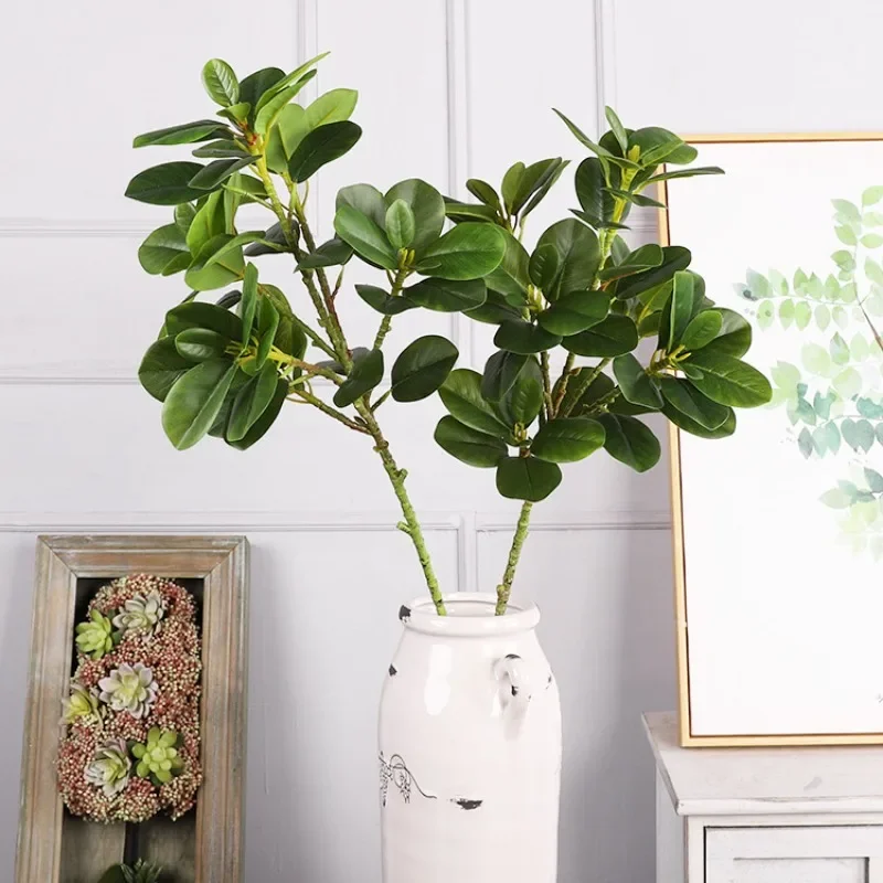 

Artificial Ficus Plants Branches Plastic Fake Leafs Green For Home Garden Room Shop Decoration Fake Greenery With Long Branches