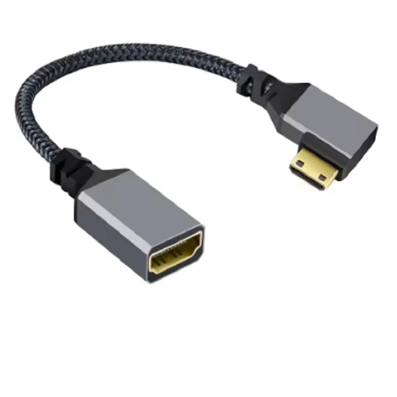 

﻿ 0.2m 4K 60Hz Mini HDMI to HDMI-Compatible Extension Cable 4k Mini HDMI left right Male To Female Extender Wire Cord For Camera