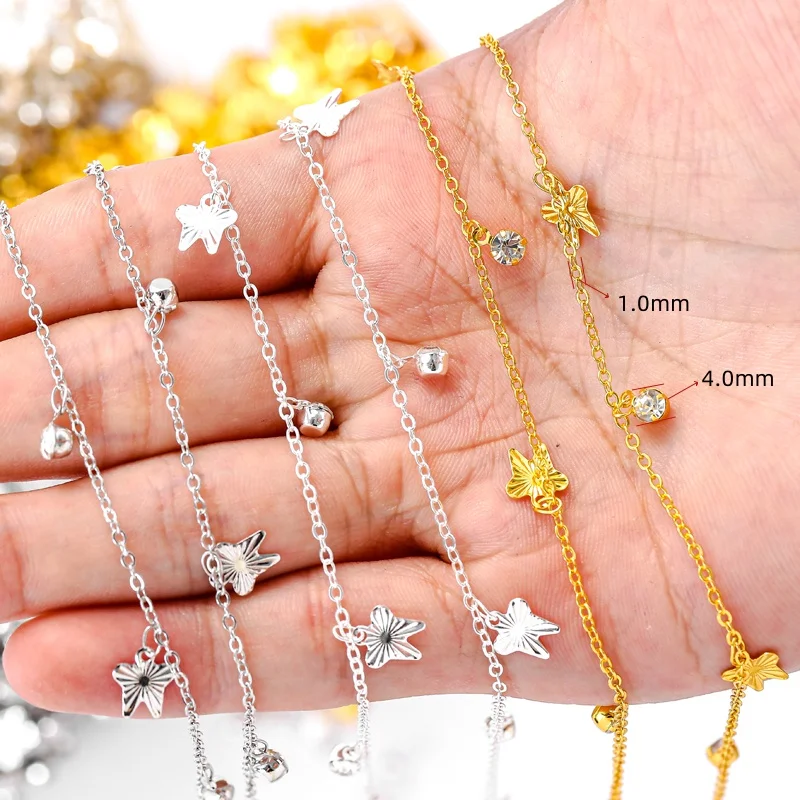 1 meter/strip butterfly Chain Glass drill iron Chain For Bracelets ankles Accessories jewelry making DIY Handmade jewelry Y36