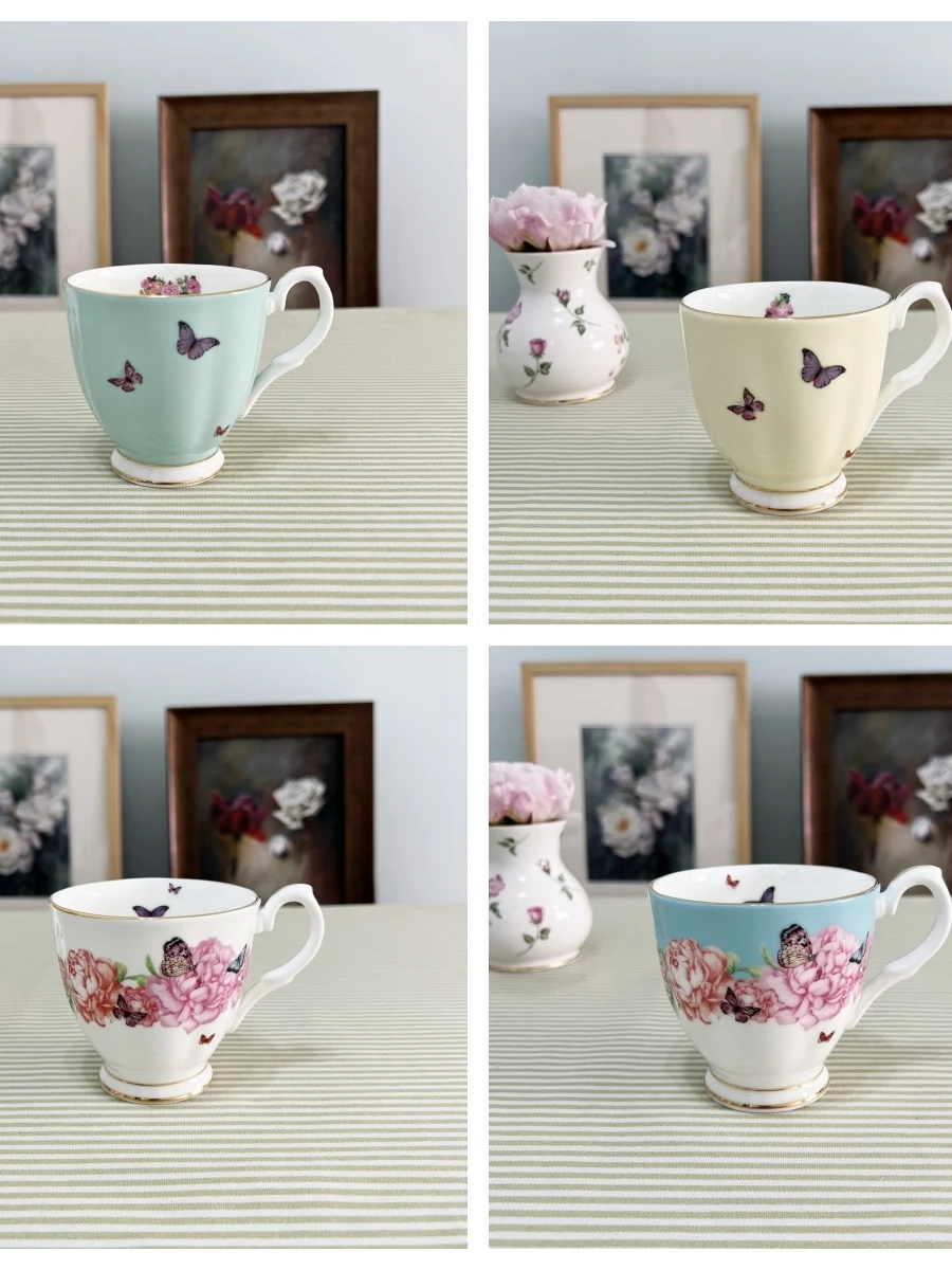Canecas Pequenas de Porcelana Amarela Estilo Europeu 300ml, Conjunto de Caixa de Presente Royal Albert, Estilo Country, Não P...