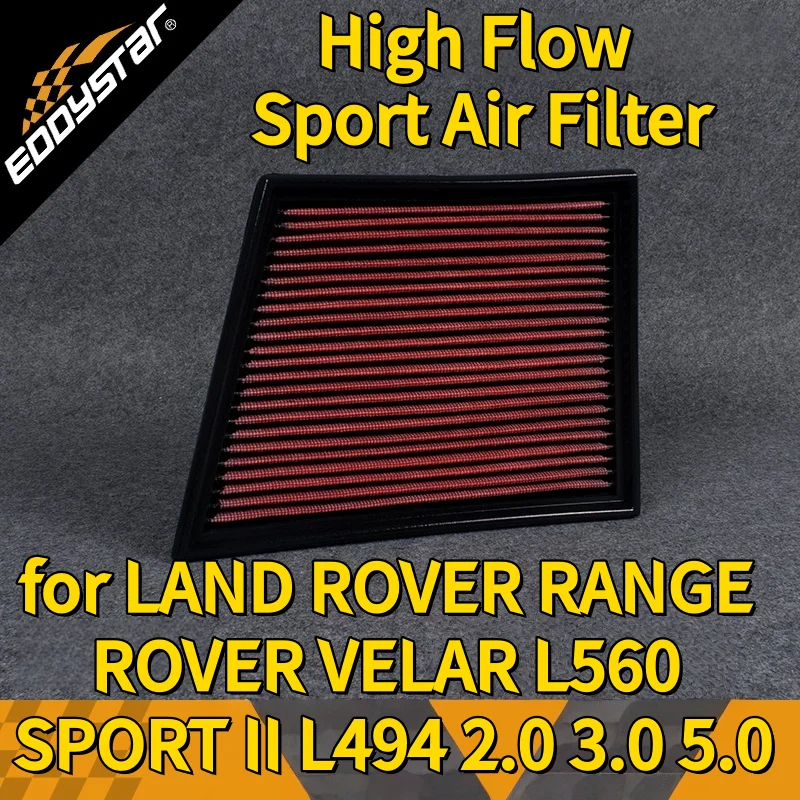 

Спортивный воздушный фильтр с высоким расходом для LAND ROVER RANGE ROVER VELAR L560 SPORT II L494 2,0 3,0 5,0, моющиеся гоночные впускные фильтры