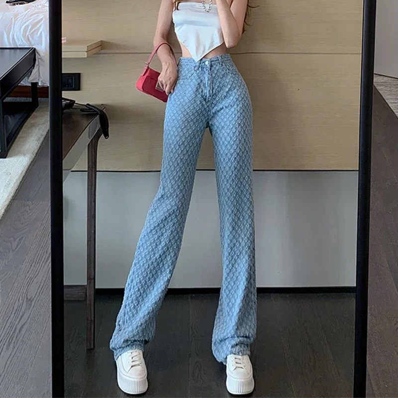 Jean déchiré blanc taille haute pour femme, pantalon droit Vintage, Denim doux, Streetwear, Y2k