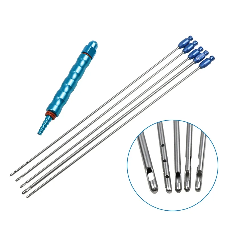 

Liposuction Cannula Set Spiral Two Holes Cannula Titanium Alloy Liposuction Handle Liposuction Instrument Fat Harvesting