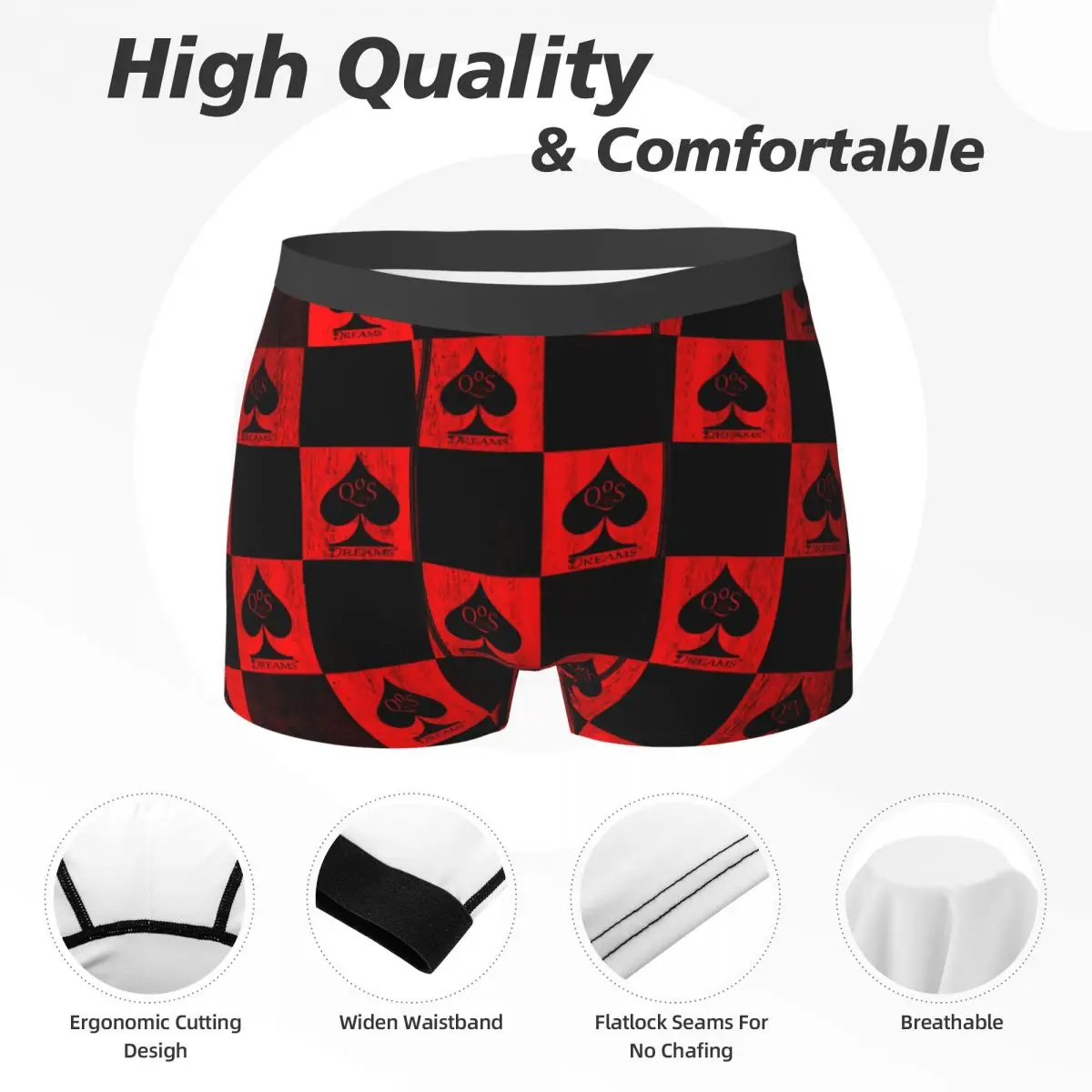 Queen Of Spades Underwear Red Checkers Printed Boxer Shorts Hot Males Panties Breathable Shorts Briefs Gift - Image 5
