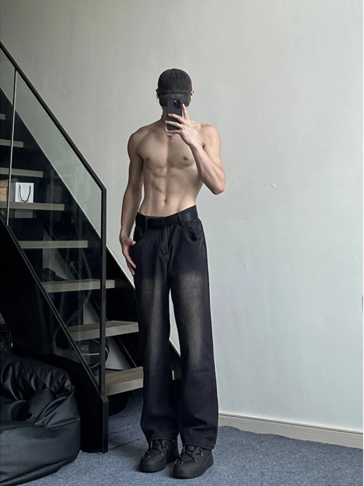 

Мужские джинсы Nana ey в американском ретро-стиле, удлиненные (размер 90 Tall), Cleanfit, широкие брюки, свободные прямые джинсы-трубы, молодежный тренд