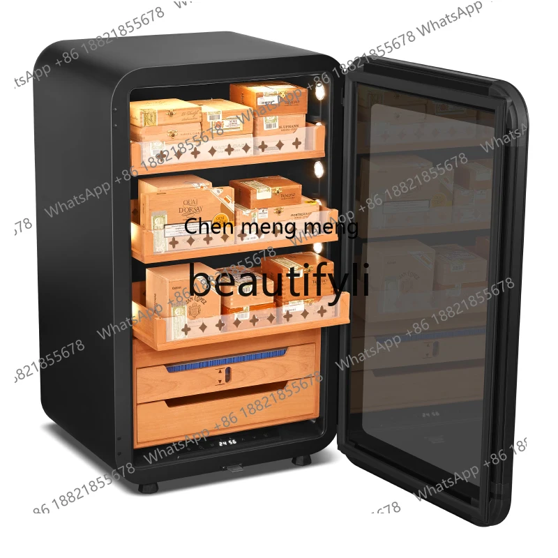 New arrive Humidor Variable Frequency Constant Temperature and Humidity Retro Cigar Tobacco Moisturizing Cabinet Home Refrigerat