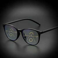 Anti-blue Light Progressive Multifocal Reading Glasses for Elderly Eyewears Men Women's Large Oval Frame Office Eyeglasses Men