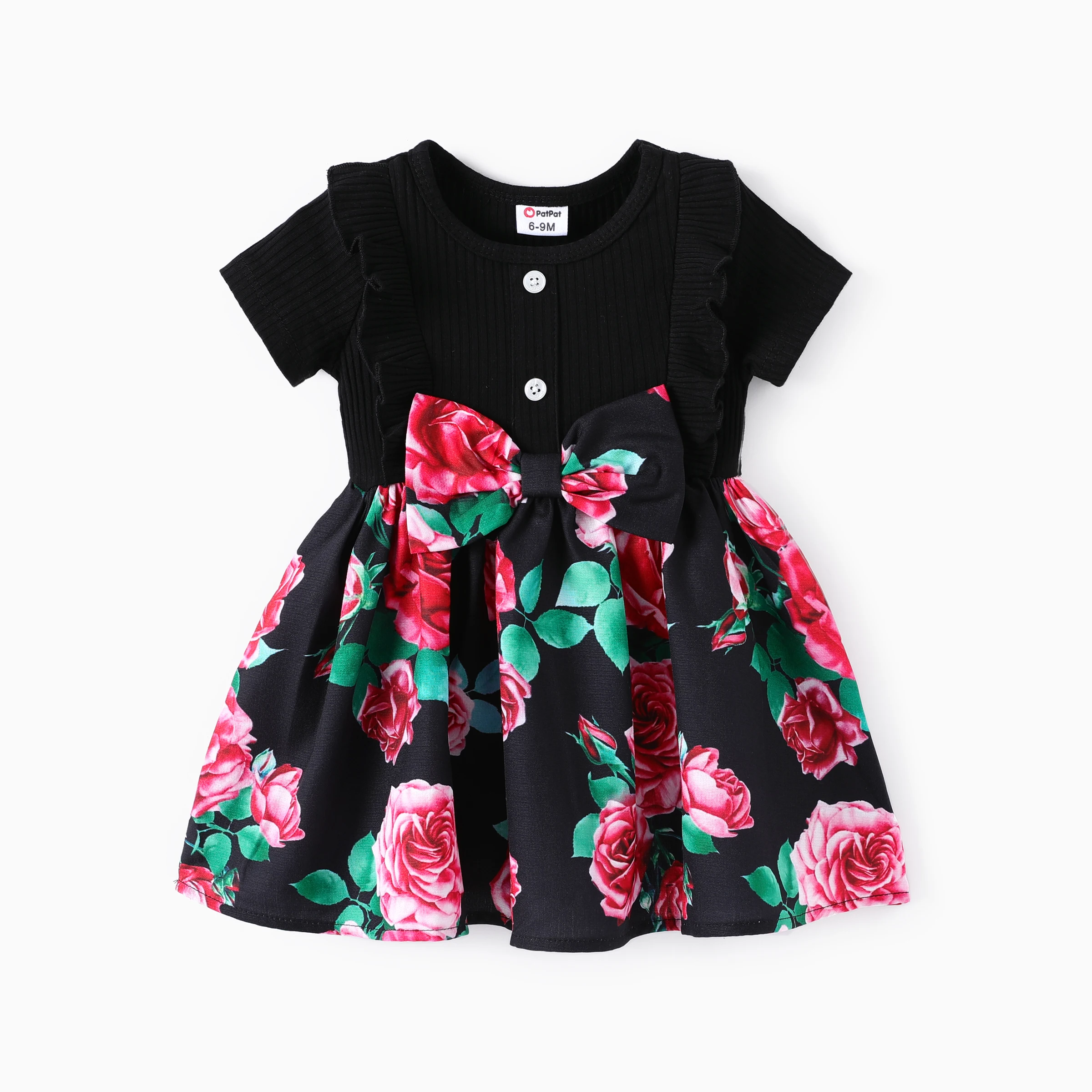 

PatPat Baby Girl Sweet Floral Print Ruffled Dress