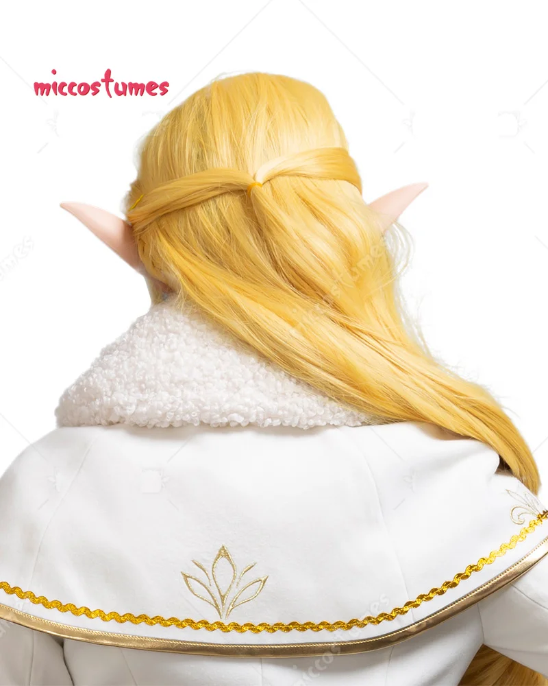 Princess Golden Braid Wigs Long Heat Resistant Synthetic Hair Cosplay Wigs +Elf Ears