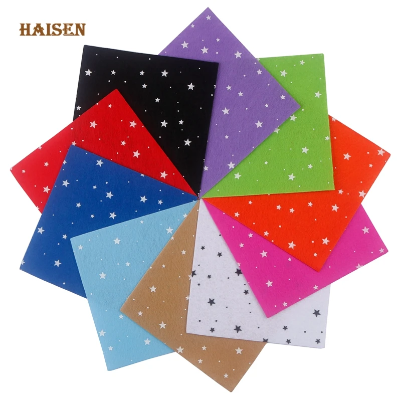 Haisen,Printed Nonwoven Felt Fabric/1mm Thickness/Polyester Cloth Home Decoration Bundle for Sewing Dolls&Crafts Material/10Pcs