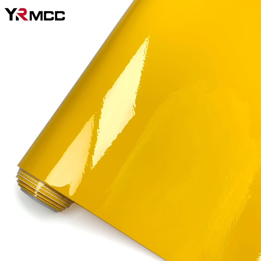 Glossy Motorcycle Stickers Waterproof Car Stickers Vinyl Wrap Film Self Adhesive Yellow Decoration DIY Film for Car Accessories