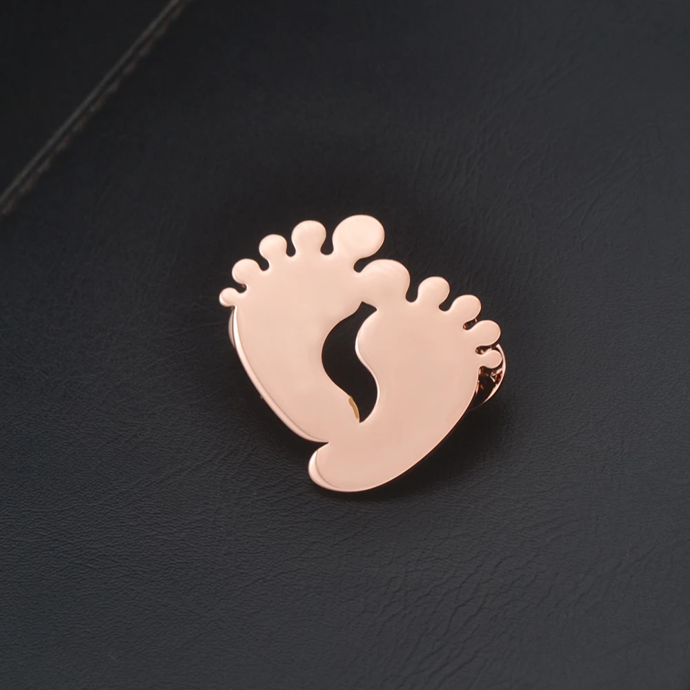 Men\'s lapel, Brooch, Foot Shape, Fashionable Brooch, Steel Color, Gold, Stainless Steel, Wedding Jewelry, Clothing Accessories