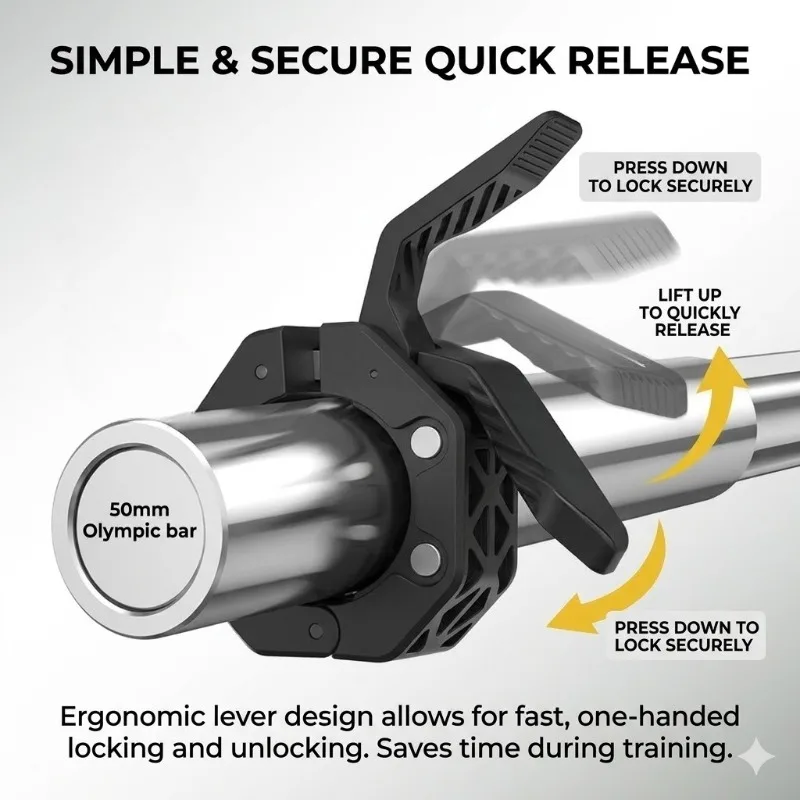Magnetic Quick Release Barbell Collar 5cm Nylon Safety Lock Dumbbell Clamp Weightlifting Home Gym Core Training Powerlifting