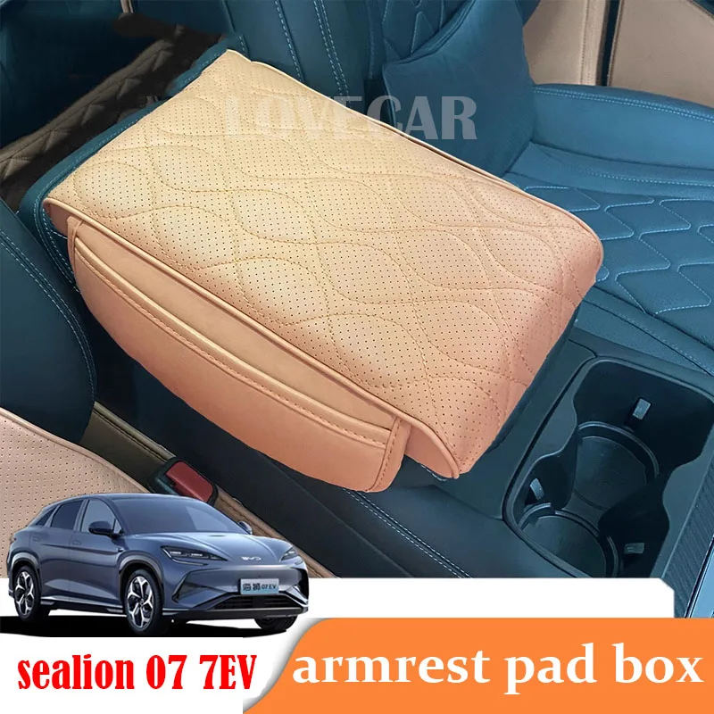 

PU Leather Car Armrest Pad Organizer BYD Sealion 07 7 EV 2025 2024 Center Console Arm Rest Protection Cushion Armrests Storage