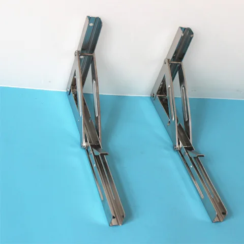 Stainless Steel Triangle Bracket Adjustable Folding Support Wall Shelf Spring