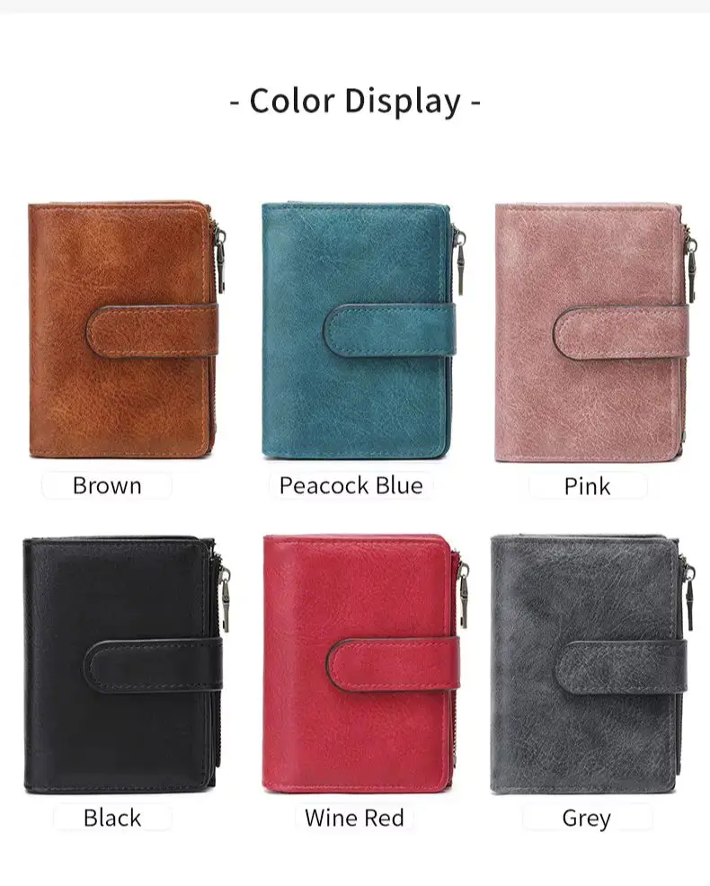 Retro FashionWomen's Wallet RFID Anti-Diebstahl Short Trifold Large Capacity Card Holder Coin Purse ID Card Credit Card HolderWallet