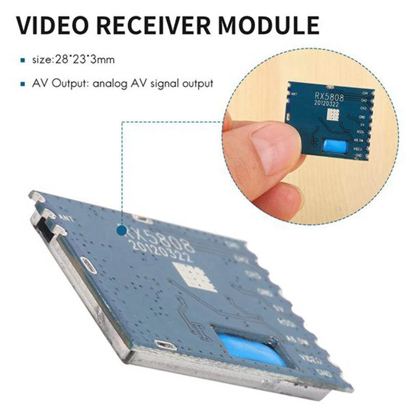 Mini Módulo De Receptor De Vídeo De Áudio, Sistema Sem Fio FPV, Helicóptero RC, RX5808, 1Pc, 5.8G