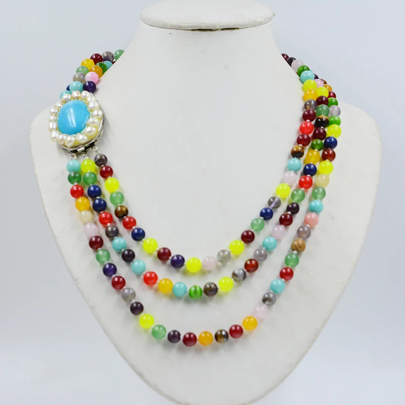 

3 rows. 8MM Natural Brazilian Mixed Color Semi-Precious Stone Necklace . Classic Women's Wedding Jewelry 19-23"