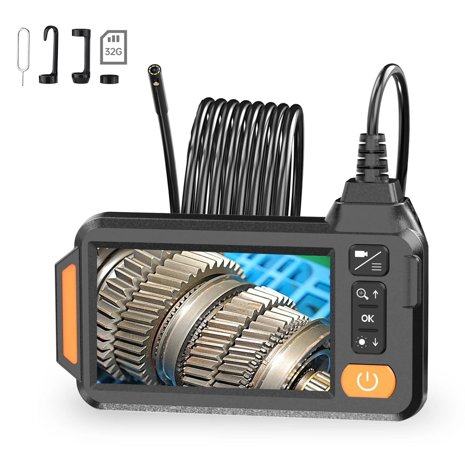 Przemysłowa kamera inspekcyjna do kanalizacji 1080P z podwójnym obiektywem, endoskop, kamera do rur z 8 diodami LED, ekran HD IPS 4,3 cala, monitorowanie w czasie rzeczywistym.