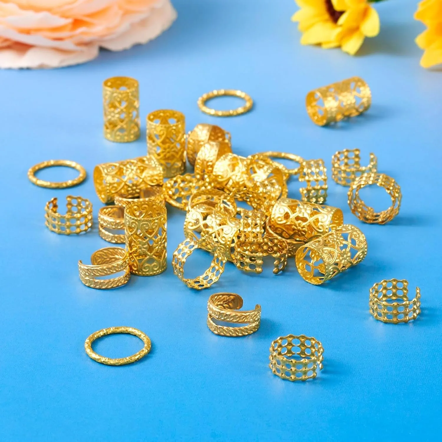 

Dreadlock Hair Cuffs Metal Braid Rings Baby Hair Edge Control for Amazon Shein Temu Cross Border Managed Supply