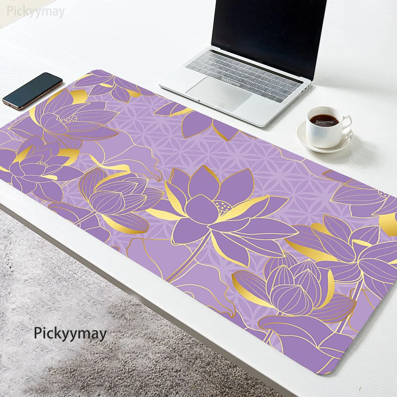 

Purple Mousepad Large Lotus Flower Mouse Pad Masuepad Computer Keyboard PC Desk Mat Art Office Accessories Table Carpet Slipmat