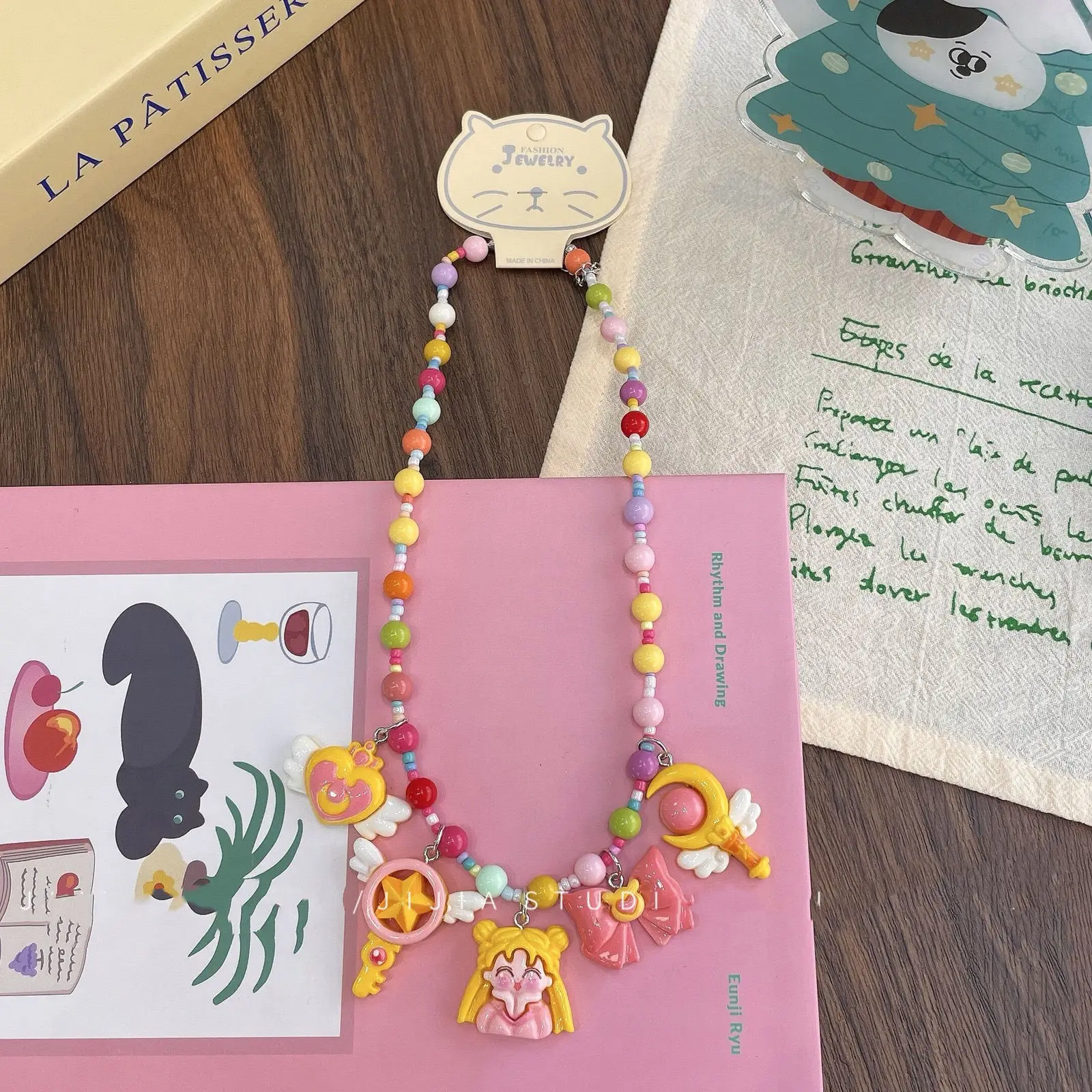 Sailor moon crianças grânulo colar anime personagem pingente jóias bonito menina jóias pescoço corrente acessórios presente de aniversário