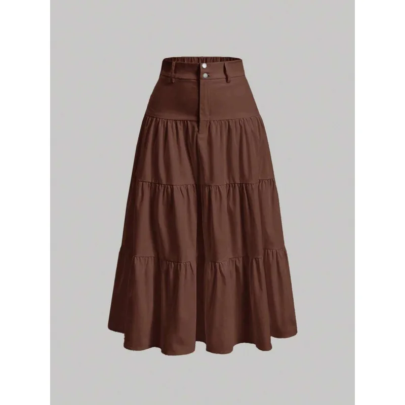 

High Waist Pure Color Women's Skirt Mid-Thigh Length A-Line Silhouette Classic Straight Cut for Casual And Formal Wear Skirt
