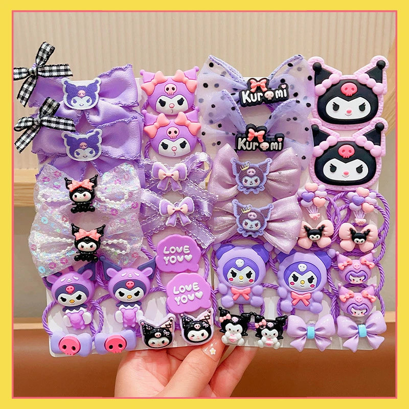 

Children's Hair Rope Little Girl Cute Kuromi High Elastic Rubber Band Headband Does Not Hurt Hair Girl Sanrio Hair Accessories