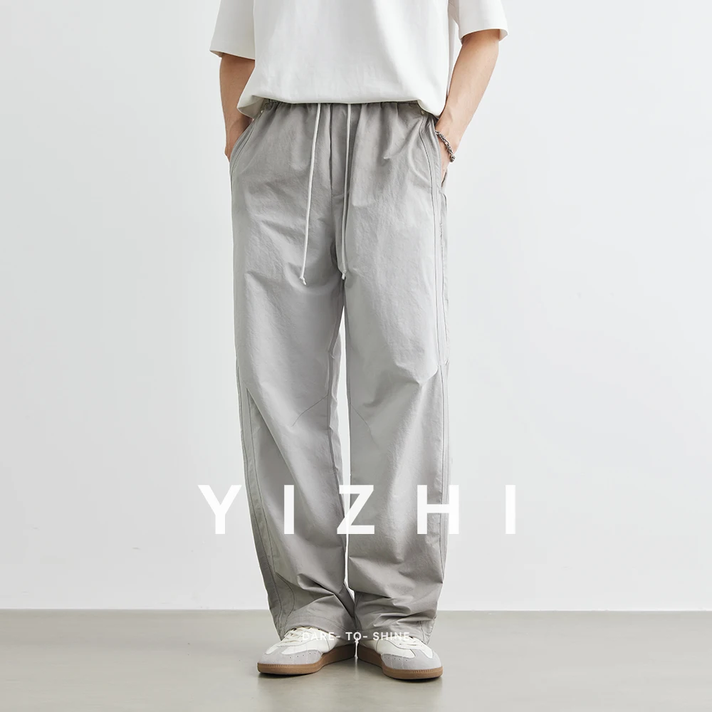 Fashion Men's Outdoor Workwear Trousers 2025 Summer New Thin Loose Sports Casual Pants Breathable Comfortable Elastic Waist Men