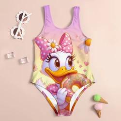 2024 Summer New Children's One-Piece Swimsuit Cute Daisy & Minnie 3d Printed Girl Women's Breathable Kids Summer Seaside Clothes