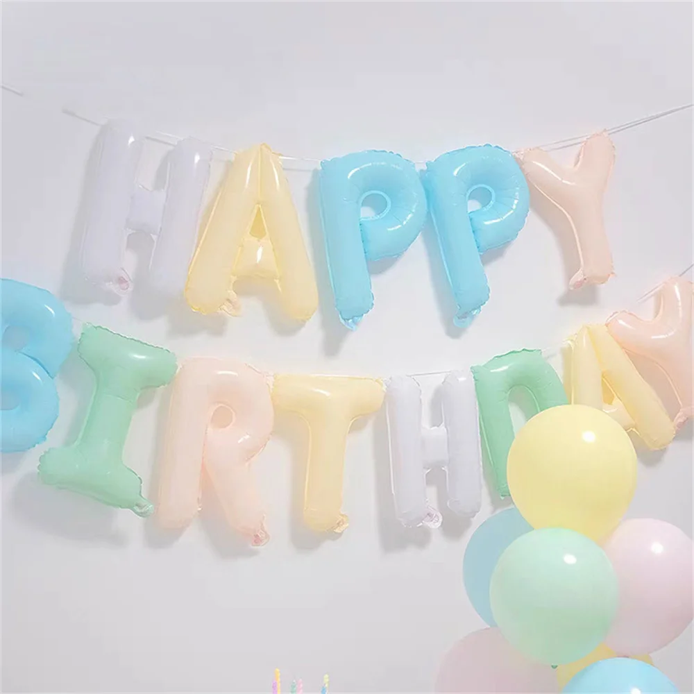 

16 inch Macarone Colored Jelly Birthday Happy English Letter Set Birthday Party Decoration Aluminum Film Balloon