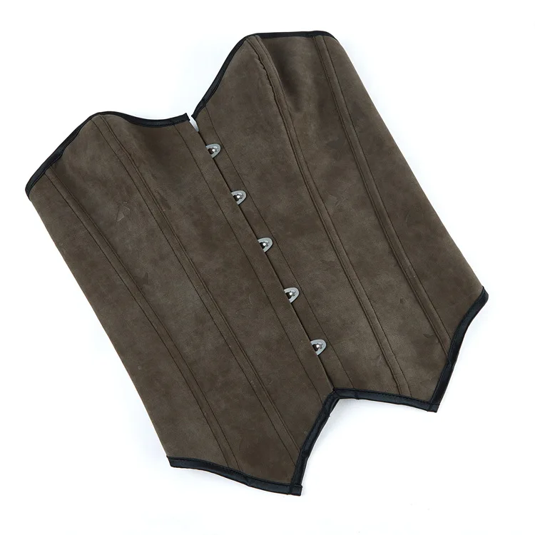 Retro Mittelalterliches Damen-Wildleder-Korsett-Oberteil Vintage Viktorianische Piraten-Damenweste Renaissance Cosplay Piraten-Halloween-Crop-Weste – Detail 38