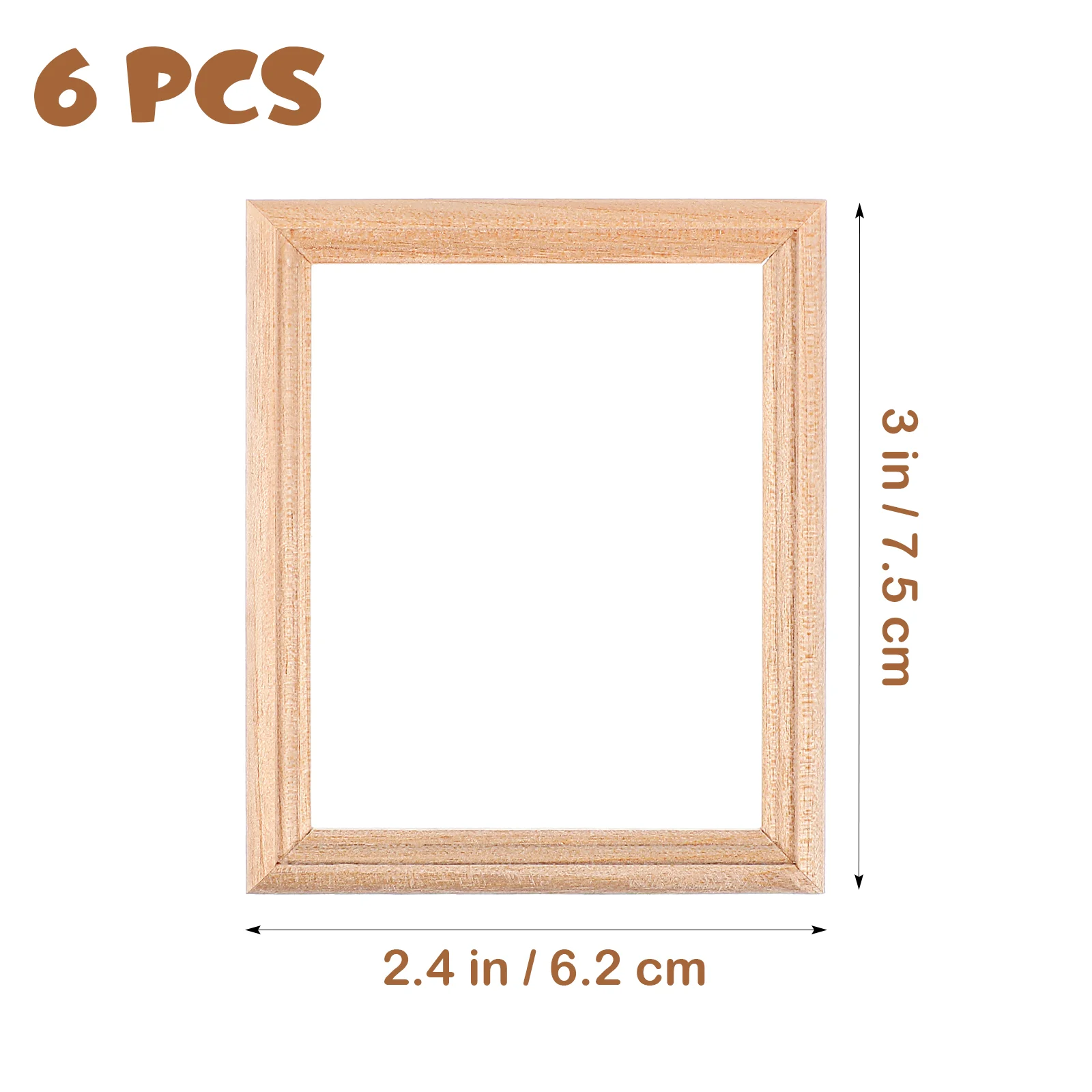 6 Pcs Dollhouse Miniature Frame for Photos Furniture Wood Number Props Wooden Model Picture Frames